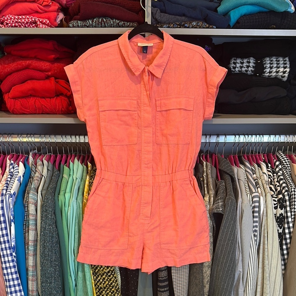 Universal Thread coral elastic waistband 4 pocket linen blend romper size 2
